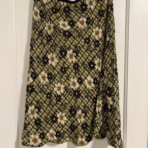 Alfani Black and Yellow Floral A-Line Skirt